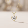 Yellow Gold Heart Cut Moissanite Pendant Necklace