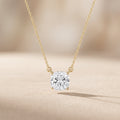 Yellow Gold Cushion Cut Moissanite Solitaire Pendant Necklace