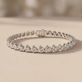 White Metal Round Moissanite Tennis Bracelet
