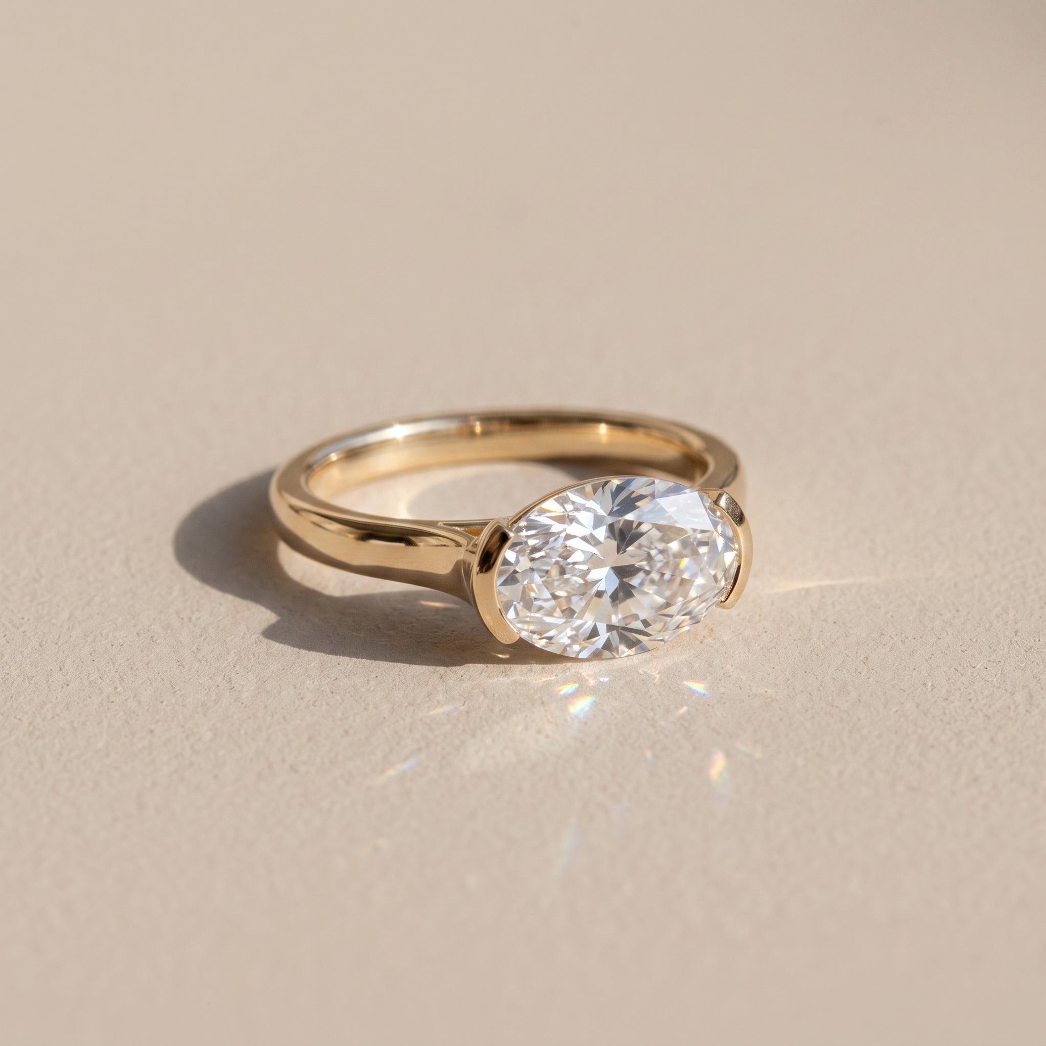 Yellow Gold Oval Cut Moissanite Solitaire Engagement Ring