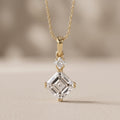Yellow Gold Asscher Cut Moissanite Pendant Necklace