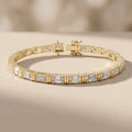 Yellow Gold Emerald Cut Moissanite Tennis Bracelet