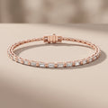 Rose Gold Baguette Cut Moissanite Tennis Bracelet