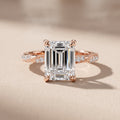 Rose Gold Emerald Cut Moissanite Engagement Ring
