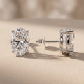 White Metal Oval Cut Moissanite Stud Earrings