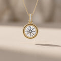 Yellow Gold Round Moissanite Bezel Pendant Necklace
