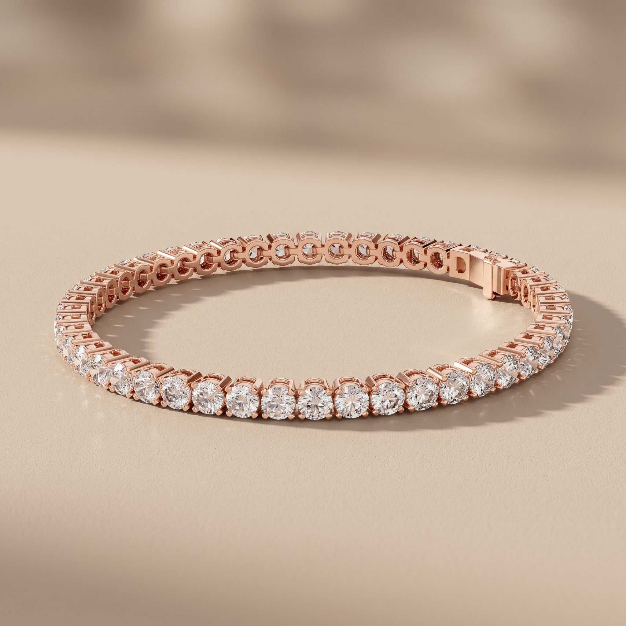Rose Gold Round Moissanite Tennis Bracelet