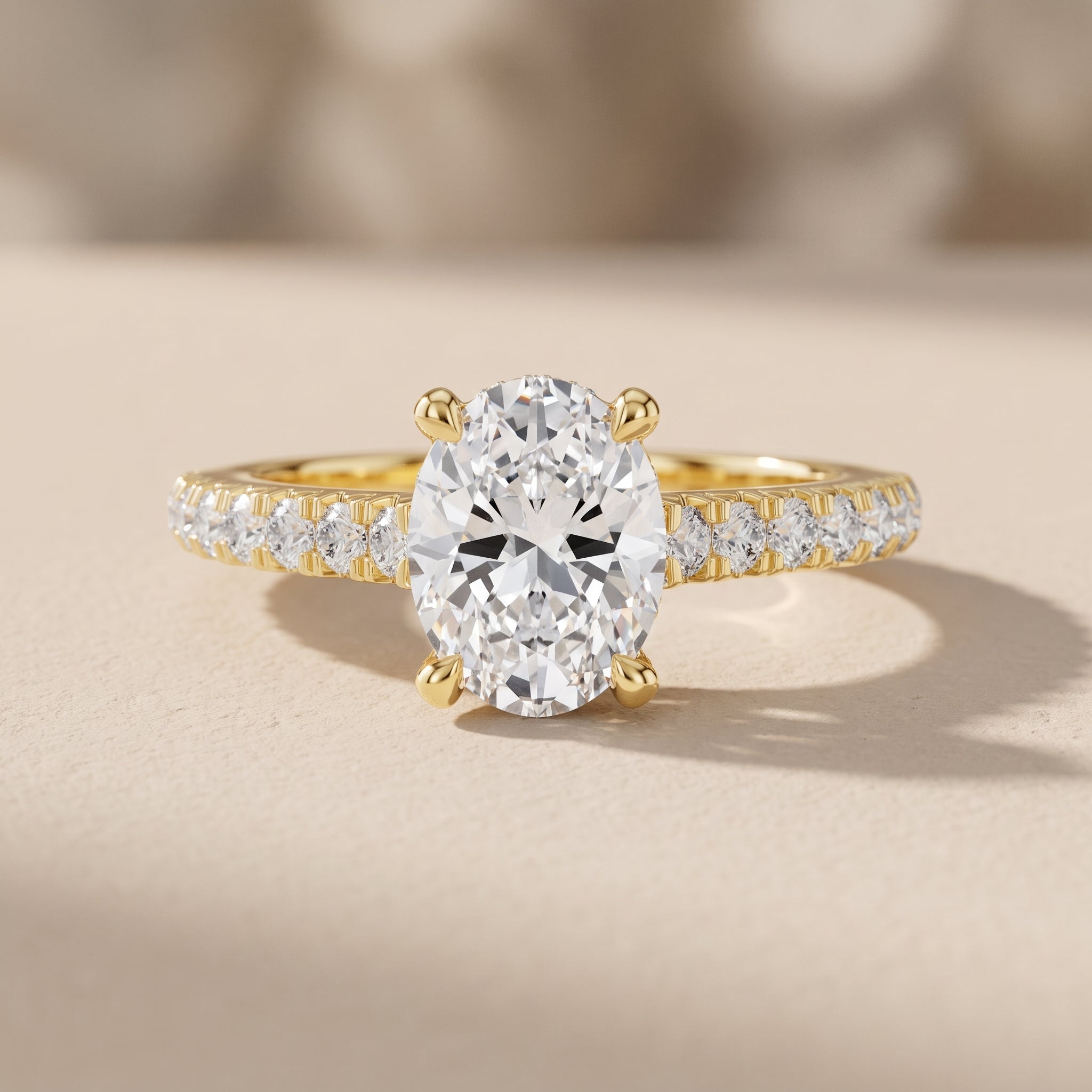 Yellow Gold Oval Moissanite Engagement Ring