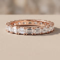 Rose Gold Emerald Cut Moissanite Eternity Band Ring