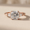 Rose Gold Asscher Cut Moissanite Engagement Ring