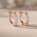 Rose Gold Round Moissanite Hoop Earrings