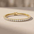 Yellow Gold Round Moissanite Tennis Bracelet