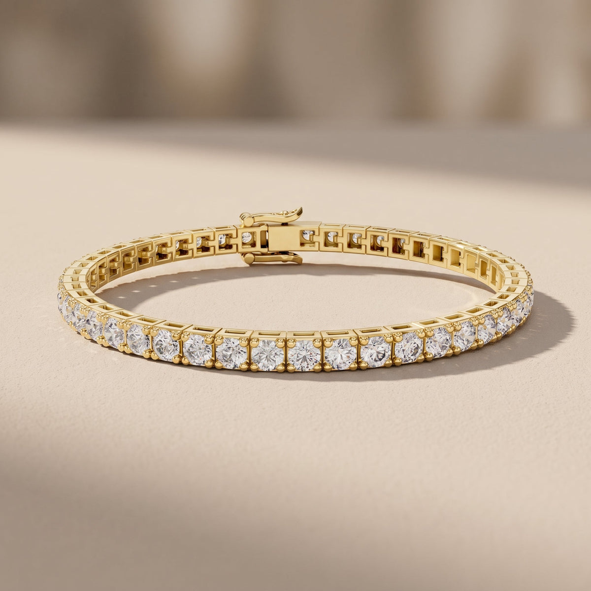 Yellow Gold Round Moissanite Tennis Bracelet