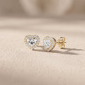 Yellow Gold Heart Cut Moissanite Stud Earrings