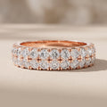 Rose Gold Round Moissanite Double Row Eternity Band