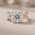 Rose Gold Round Cut Moissanite Twisted Shank Engagement Ring