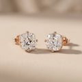 Rose Gold Cushion Cut Moissanite Stud Earrings