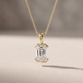 Yellow Gold Emerald Cut Moissanite Pendant Necklace