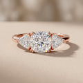 Rose Gold Cushion Cut Moissanite Three Stone Engagement Ring