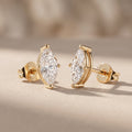 Yellow Gold Marquise Moissanite Stud Earrings