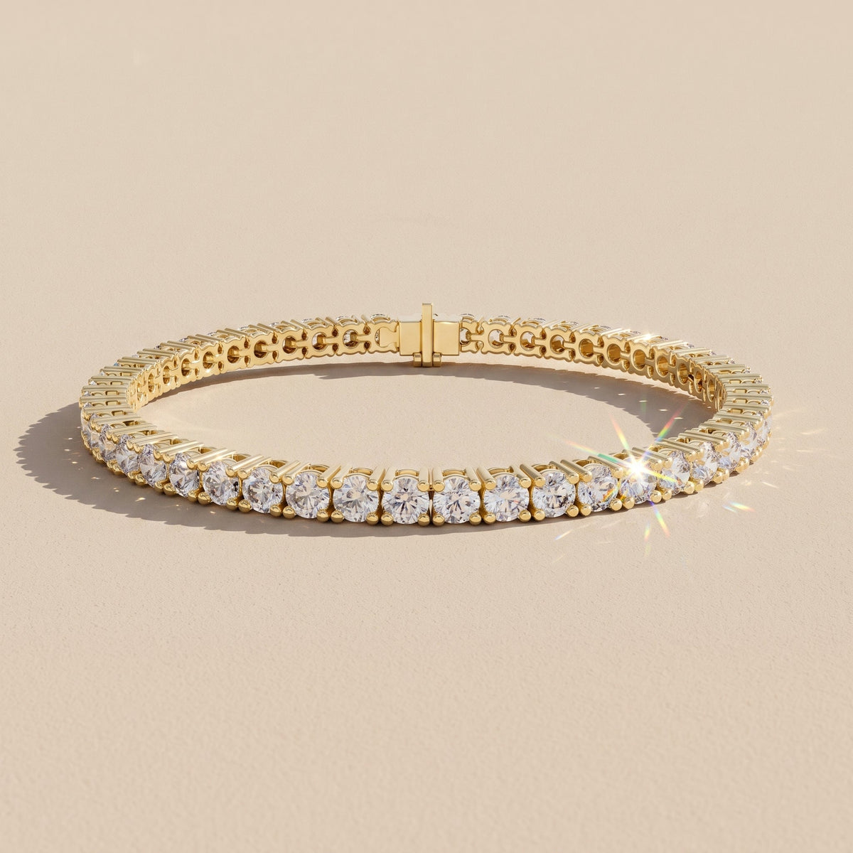 Yellow Gold Round Moissanite Tennis Bracelet