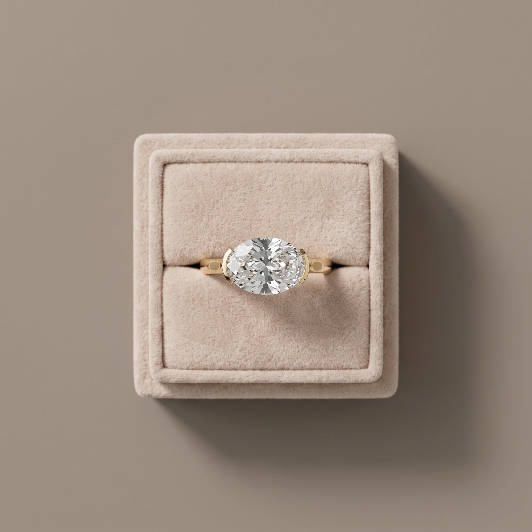 Yellow Gold Oval Cut Moissanite Solitaire Engagement Ring