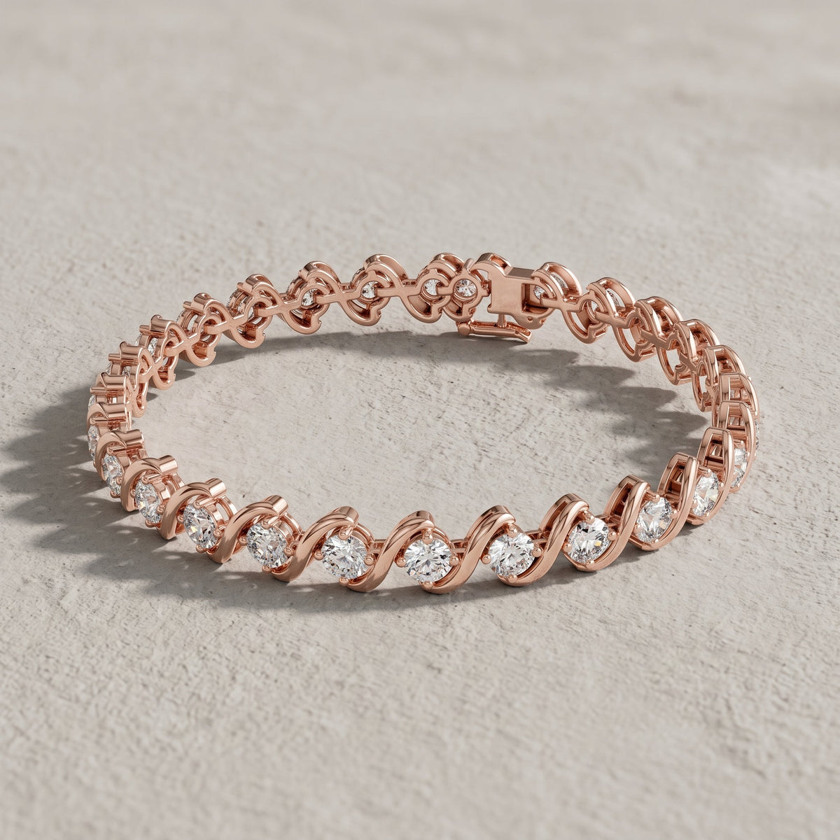Rose Gold Round Moissanite Tennis Bracelet