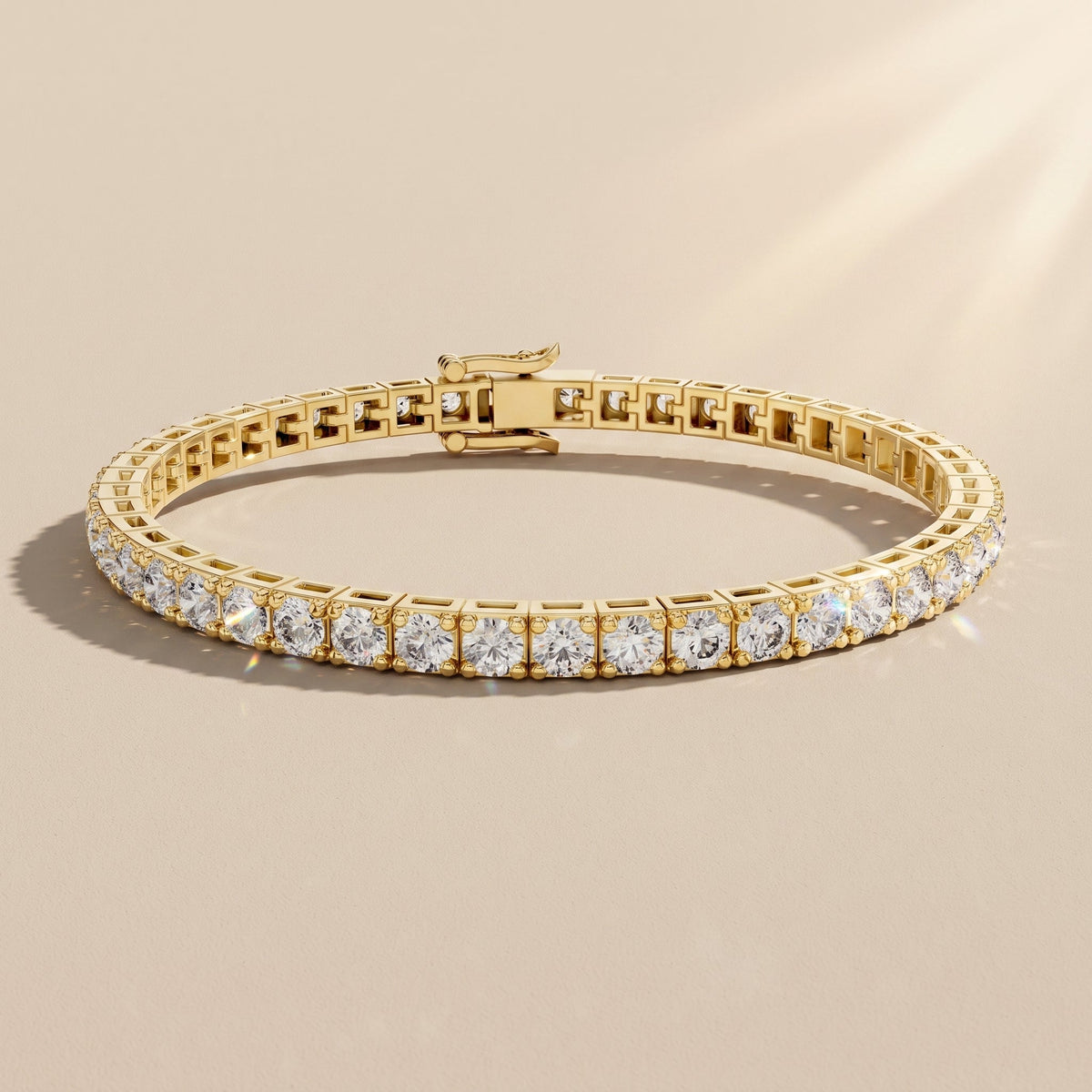 Yellow Gold Round Moissanite Tennis Bracelet