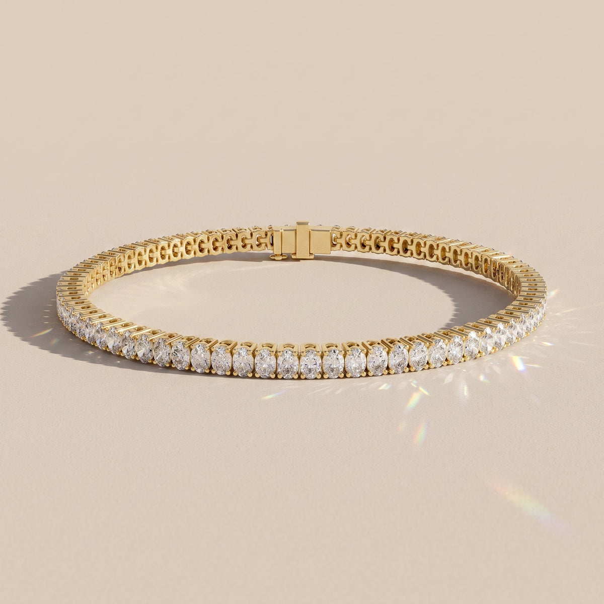 Yellow Gold Oval Cut Moissanite Tennis Bracelet