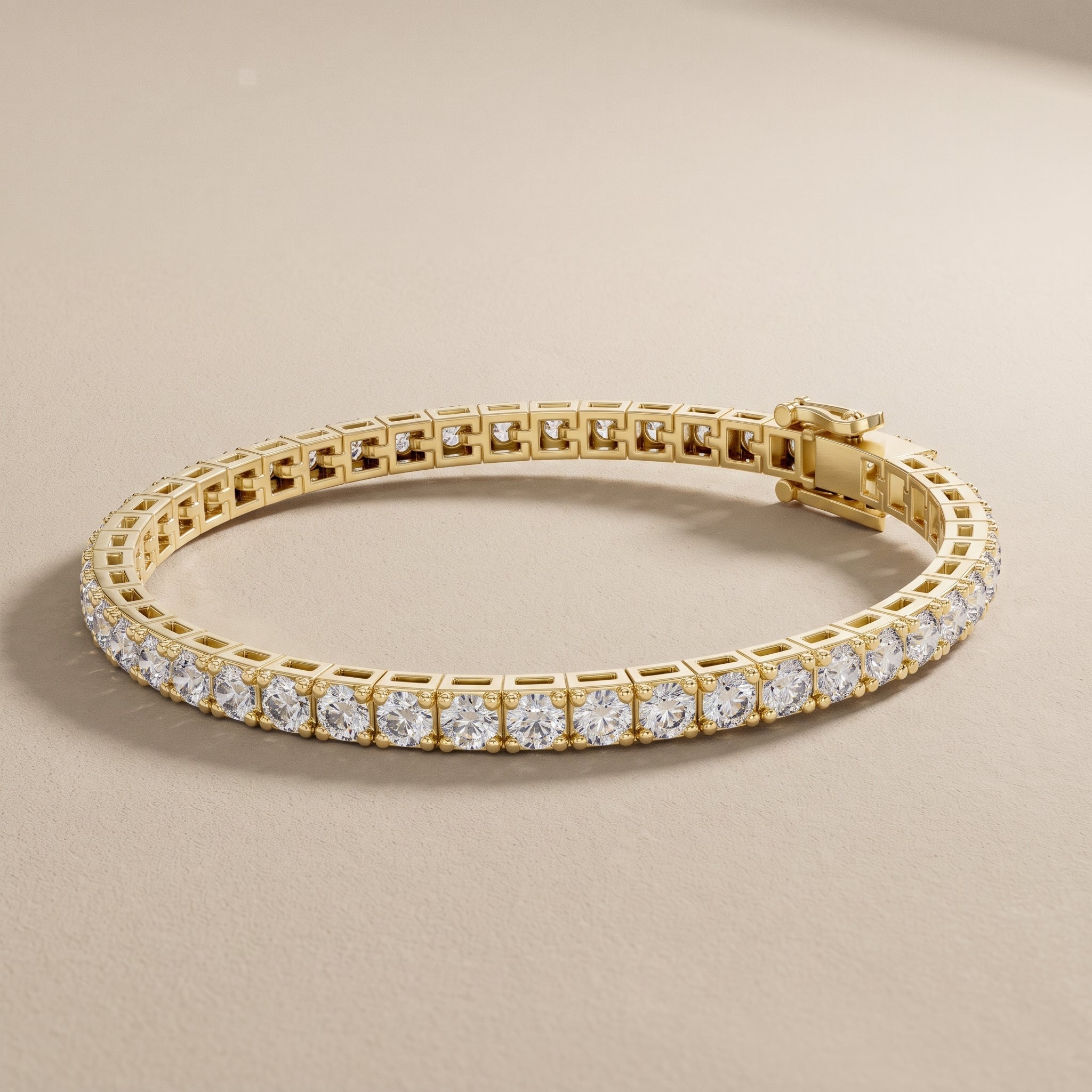 Yellow Gold Round Moissanite Tennis Bracelet
