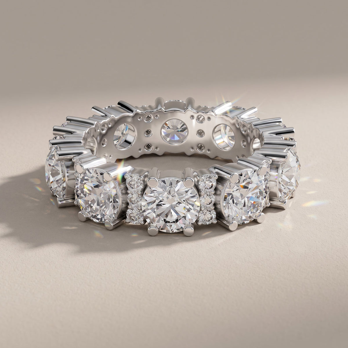 White Gold Round Moissanite Eternity Band Ring