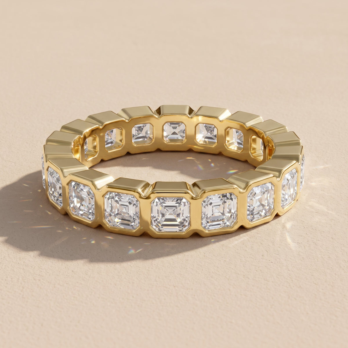 Asscher Cut Moissanite Eternity Band Ring – Bezel, view 8