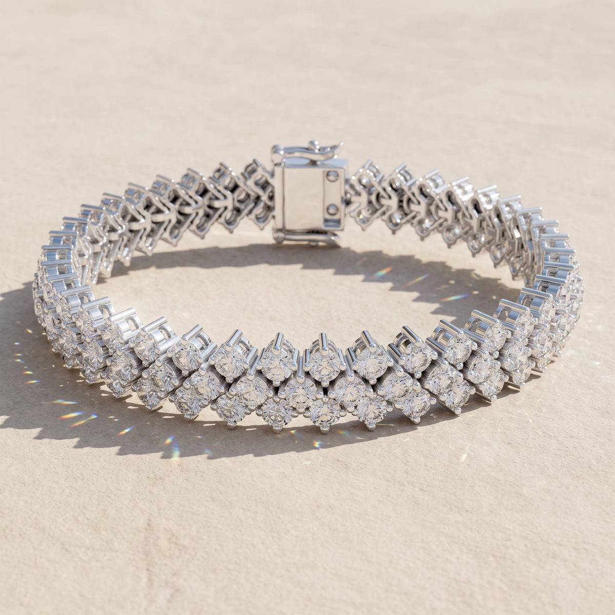 White Metal Round Moissanite Tennis Bracelet