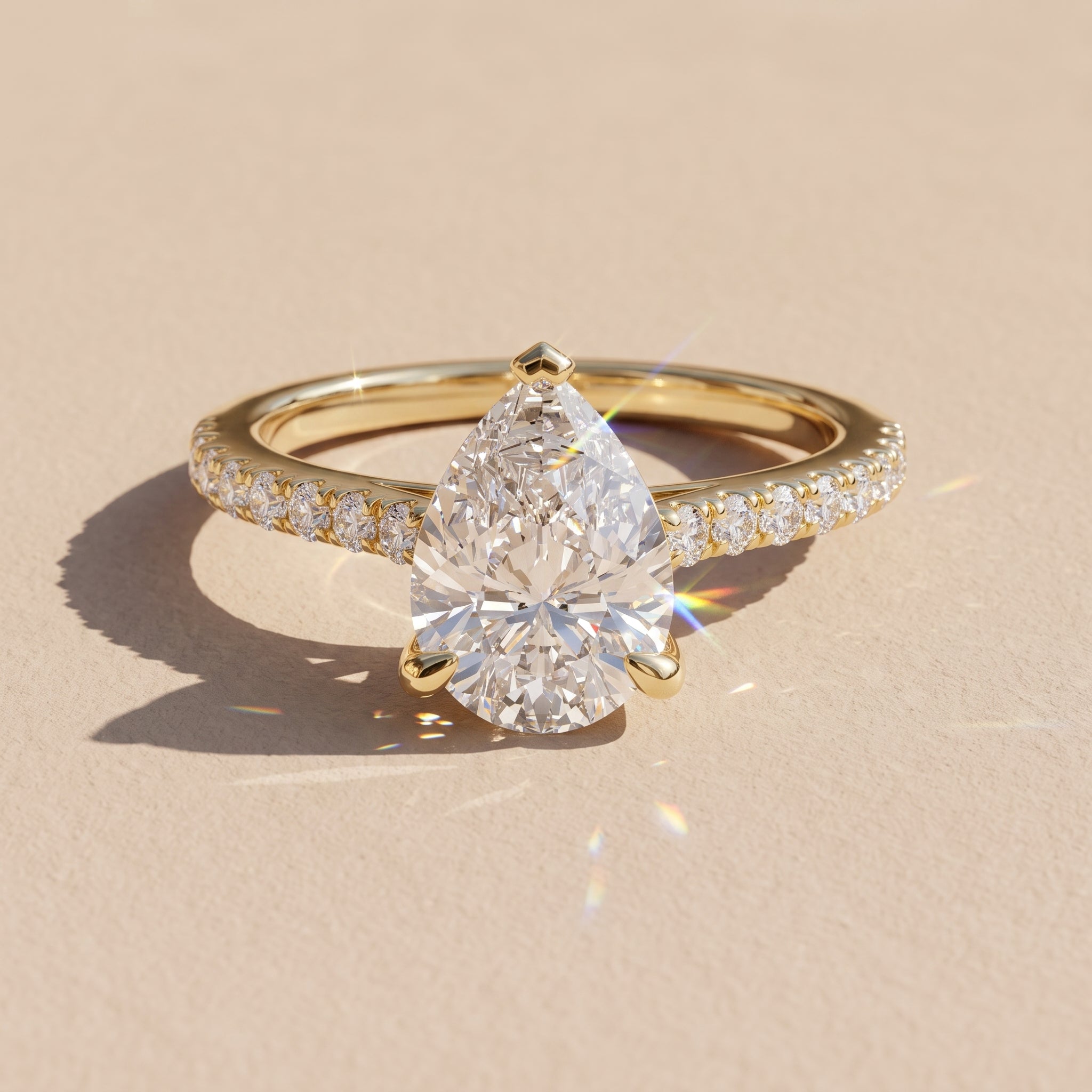 Pear And Round Cut Brilliant Moissanite VVS1 Eternity Engagement Ring