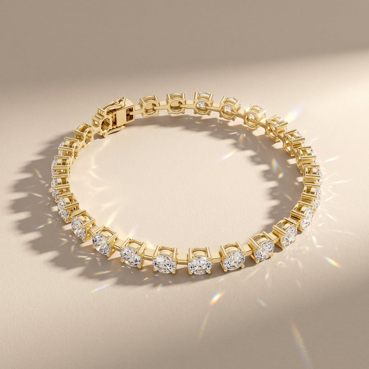Yellow Gold Round Moissanite Tennis Bracelet