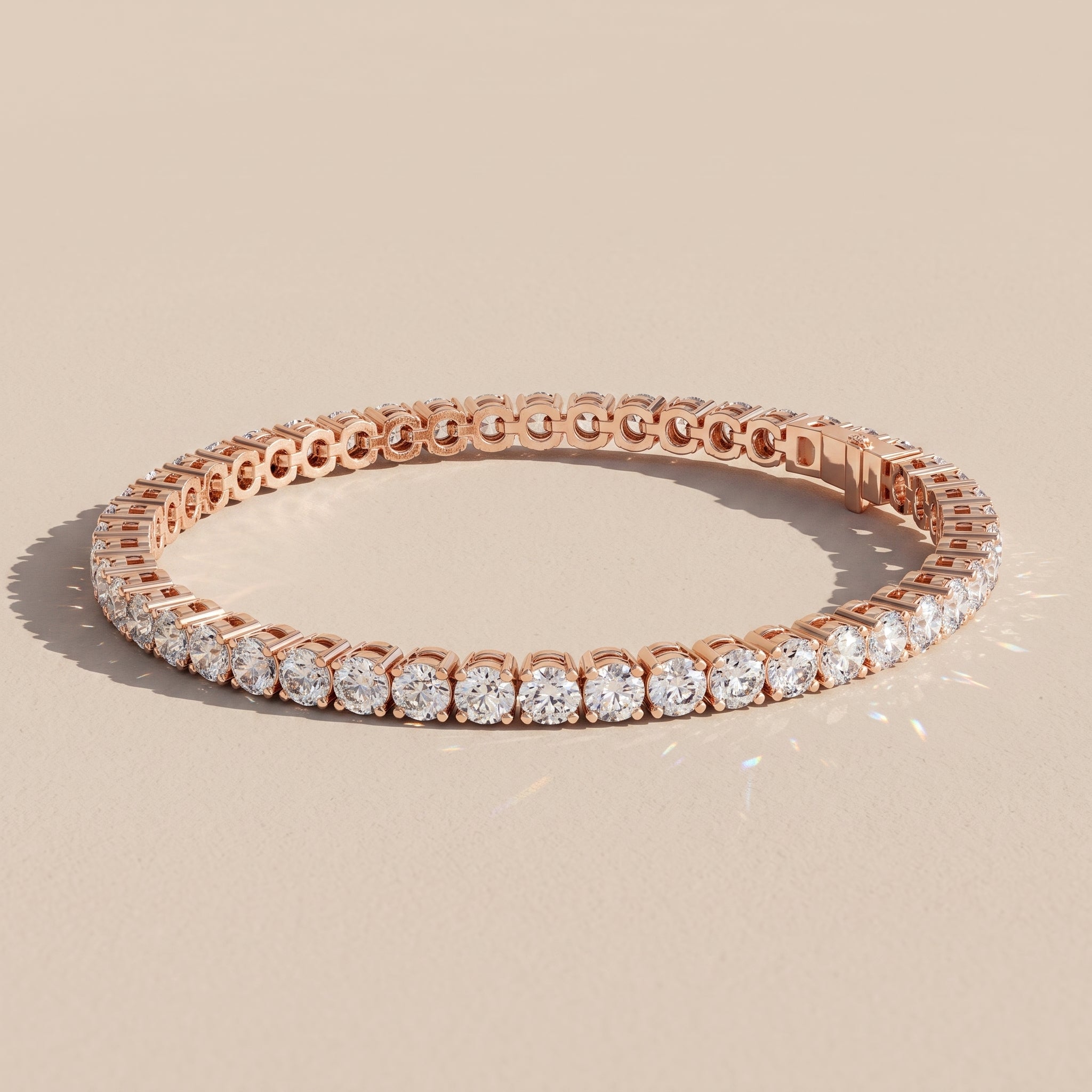 Rose Gold Round Moissanite Tennis Bracelet
