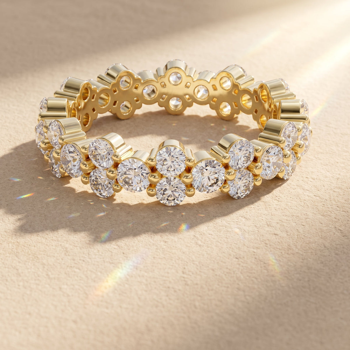 Round Moissanite Eternity Band Ring – Cluster, Style 2, view 8