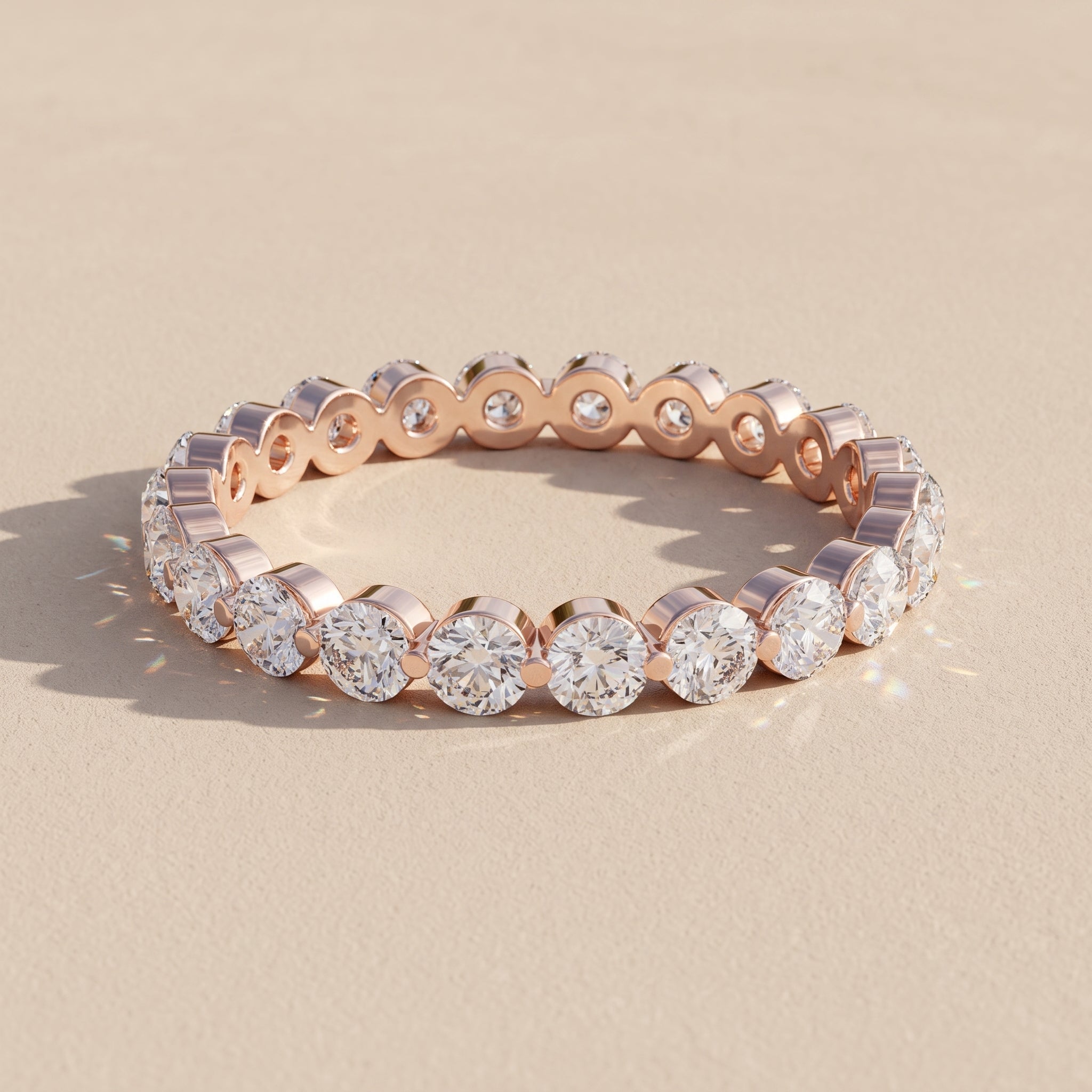 Rose Gold Round Moissanite Eternity Band Ring
