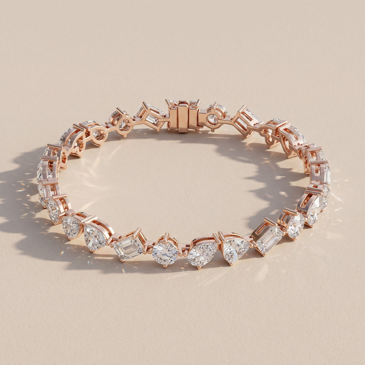 Rose Gold Mixed Shape Moissanite Tennis Bracelet
