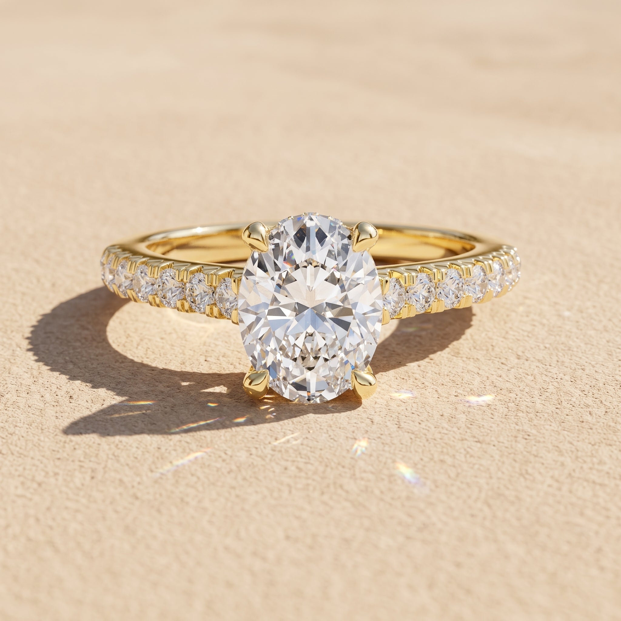 Yellow Gold Oval Moissanite Engagement Ring