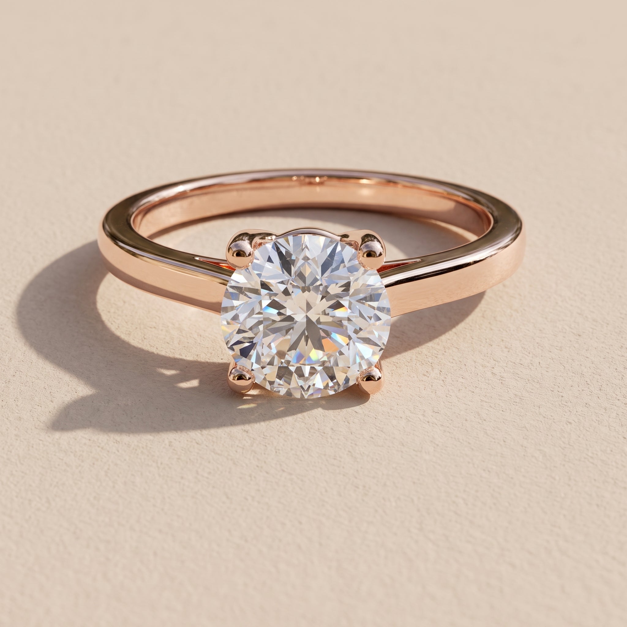 Rose Gold Round Moissanite Solitaire Engagement Ring