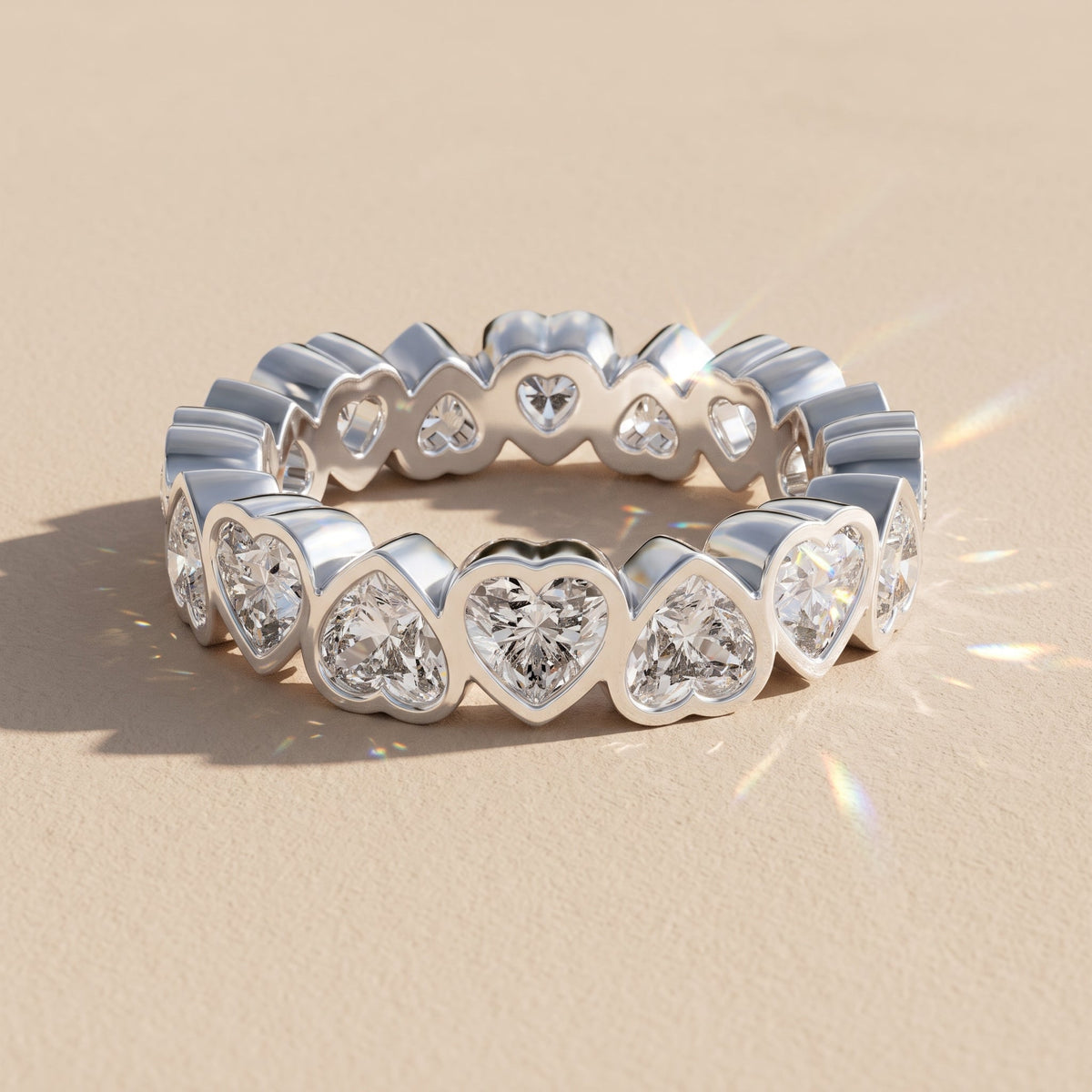 Heart Cut Moissanite Eternity Band Ring – Style 2, view 8