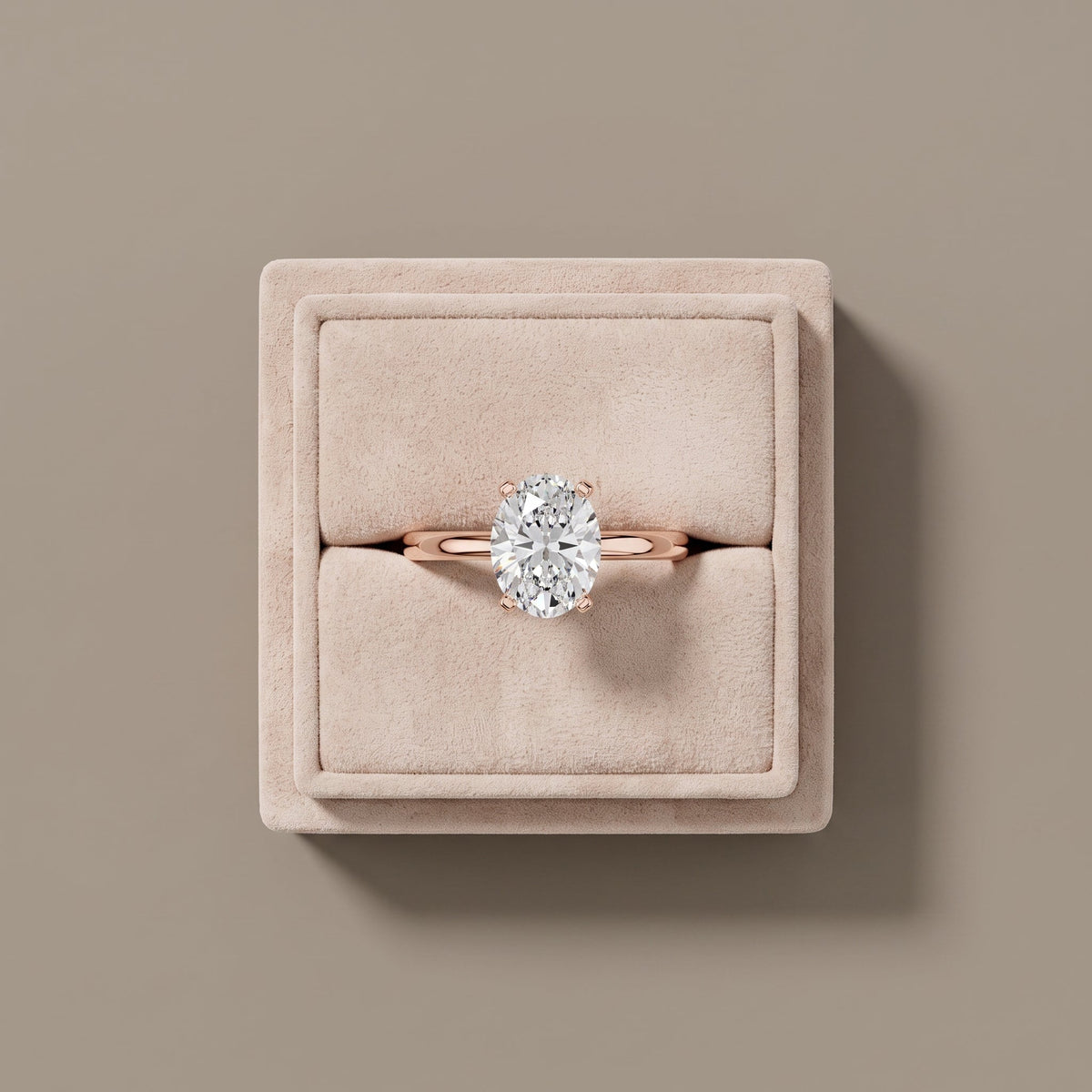 Rose Gold Oval Moissanite Solitaire Engagement Ring