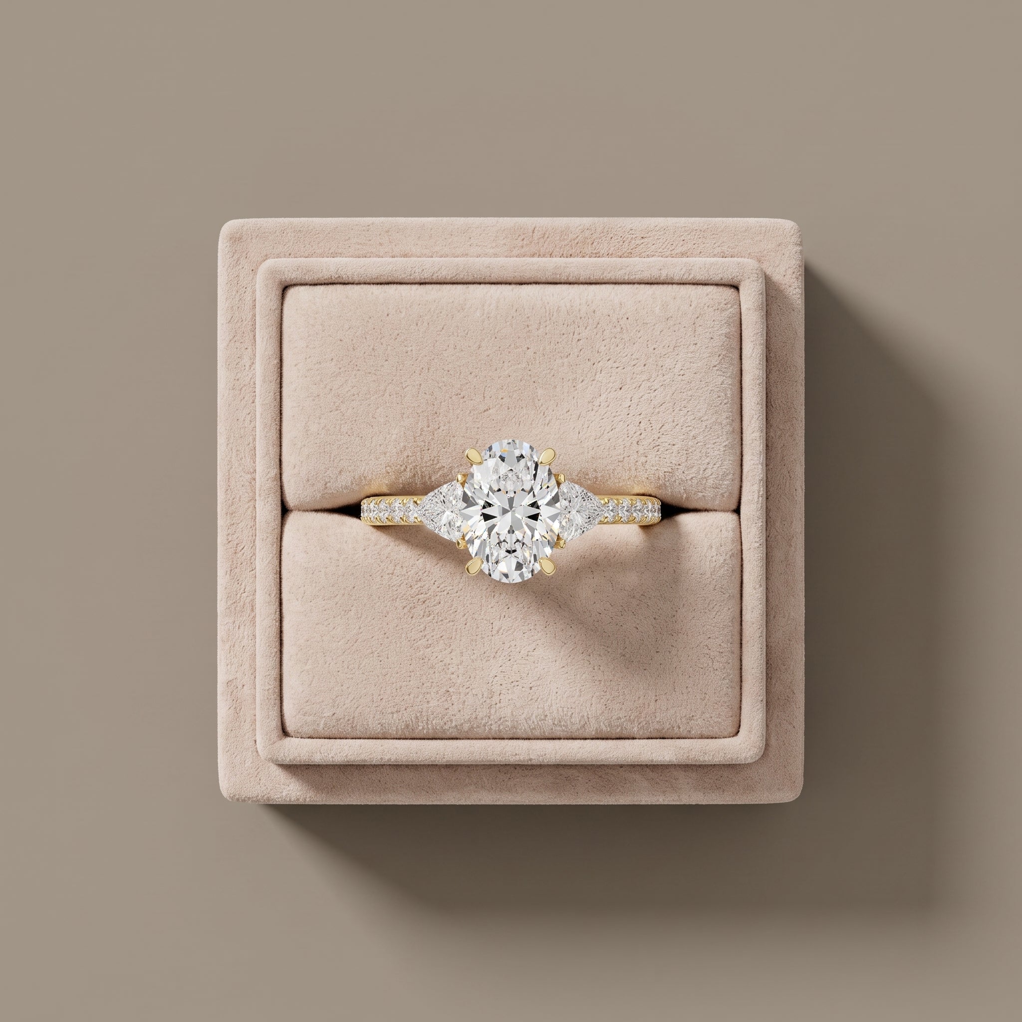 Yellow Gold Oval Cut Moissanite Engagement Ring