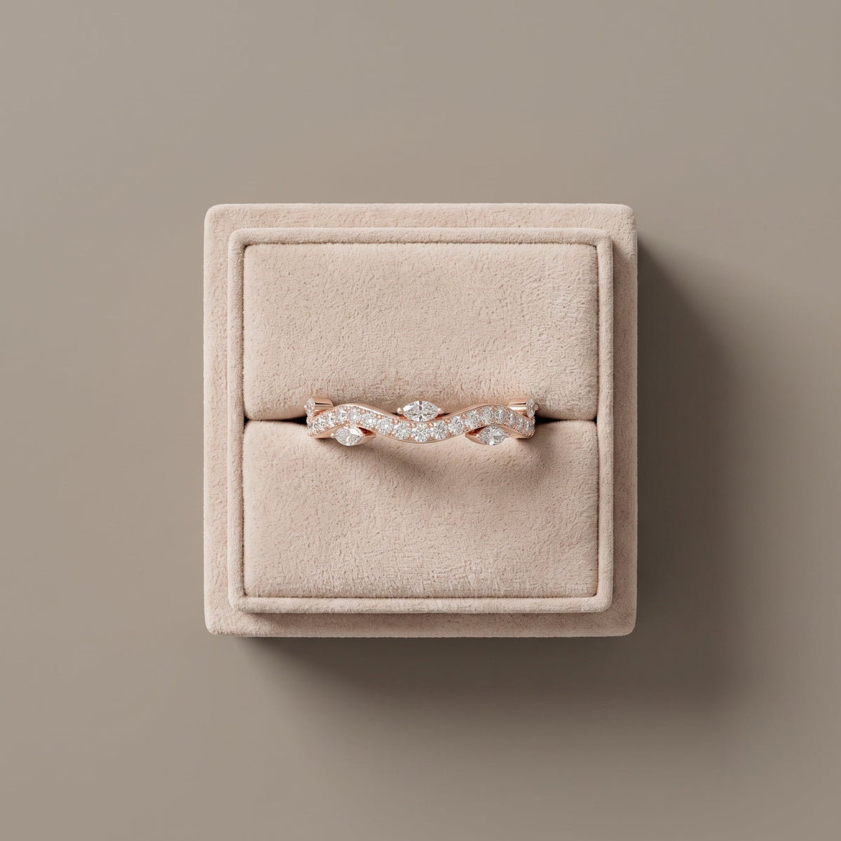 Marquise & Round Curved Moissanite Wedding Band, view 7