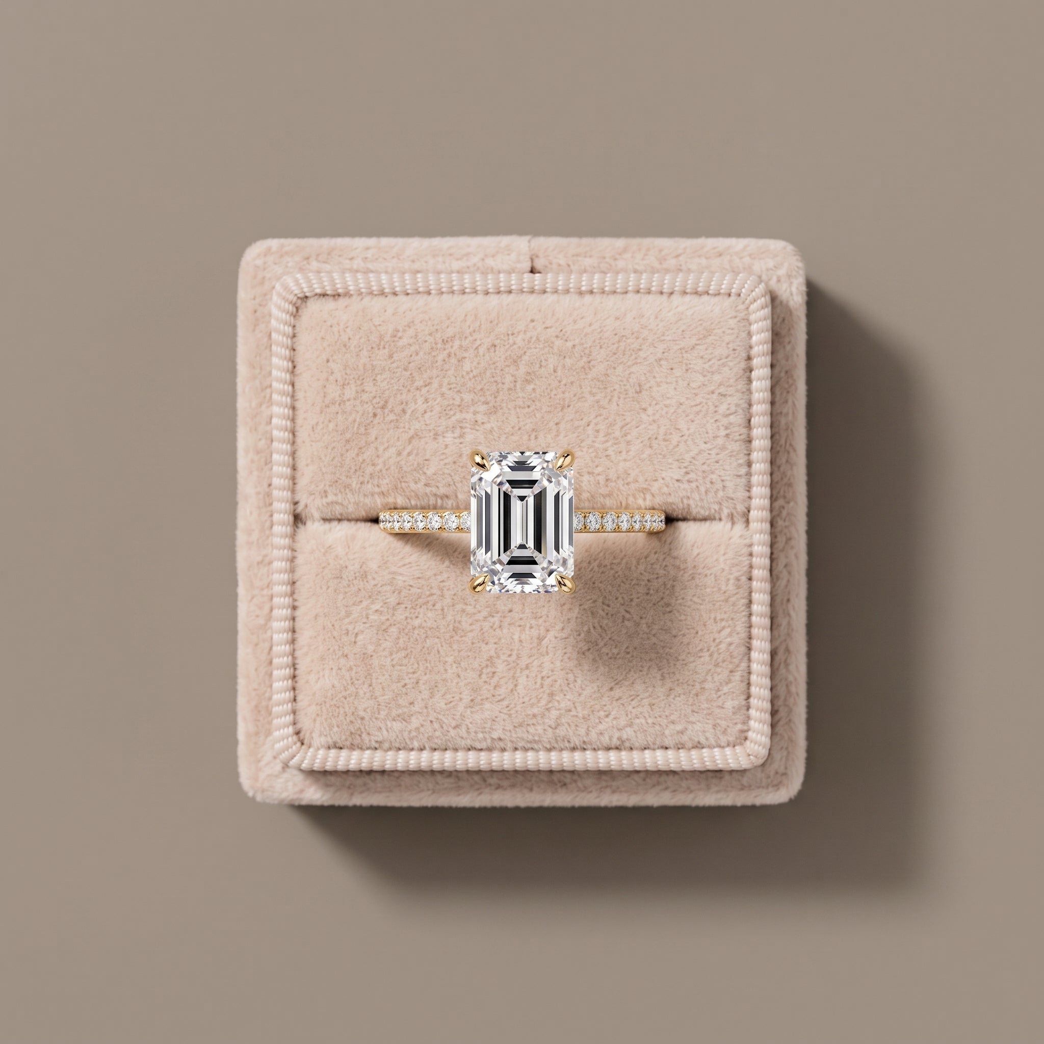 Yellow Gold Emerald Cut Moissanite Engagement Ring