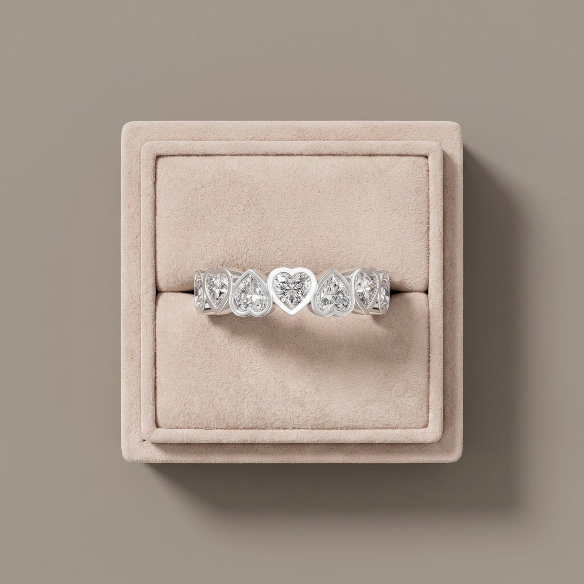 Heart Cut Moissanite Eternity Band Ring – Style 2, view 7