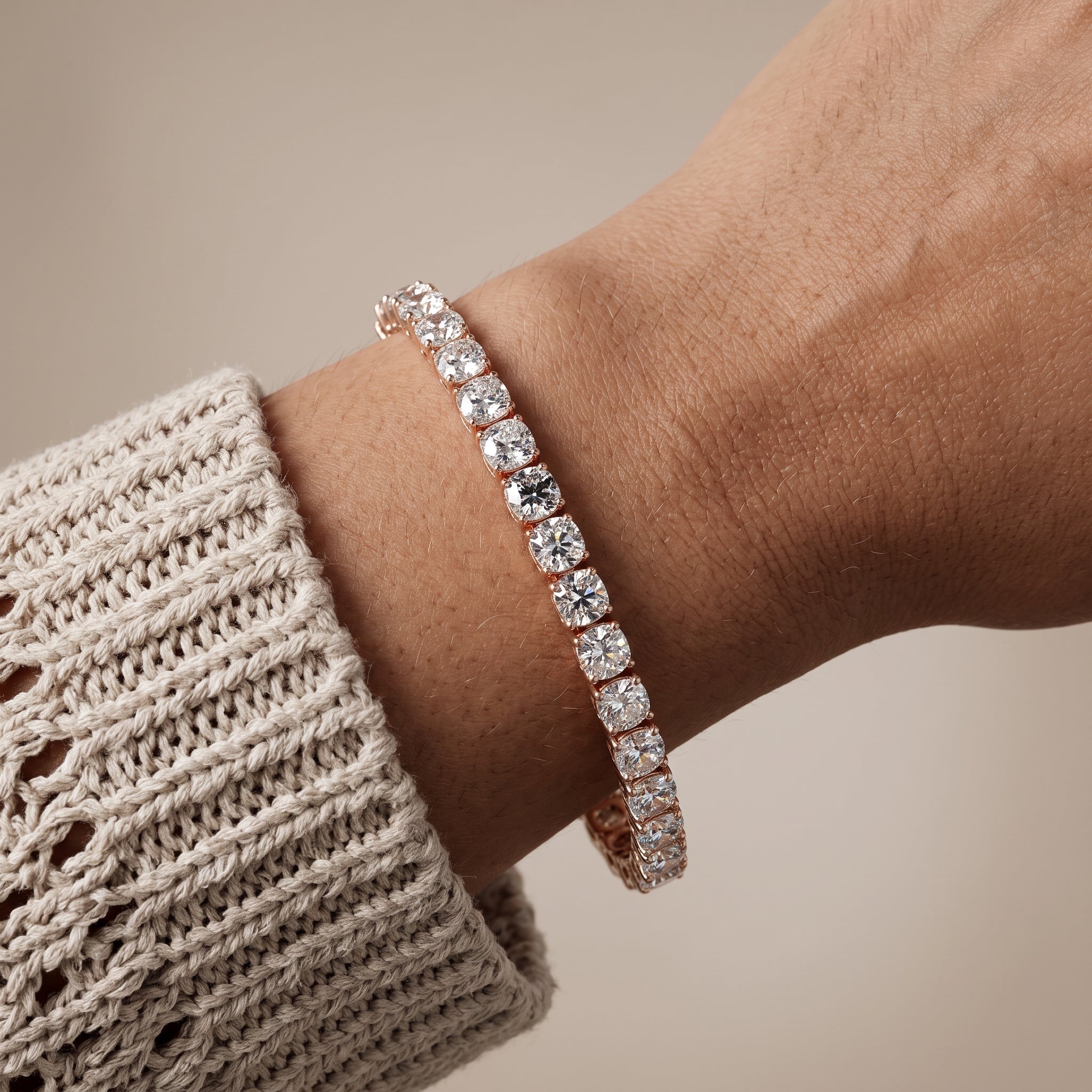 Rose Gold Round Moissanite Tennis Bracelet for Timeless Elegance