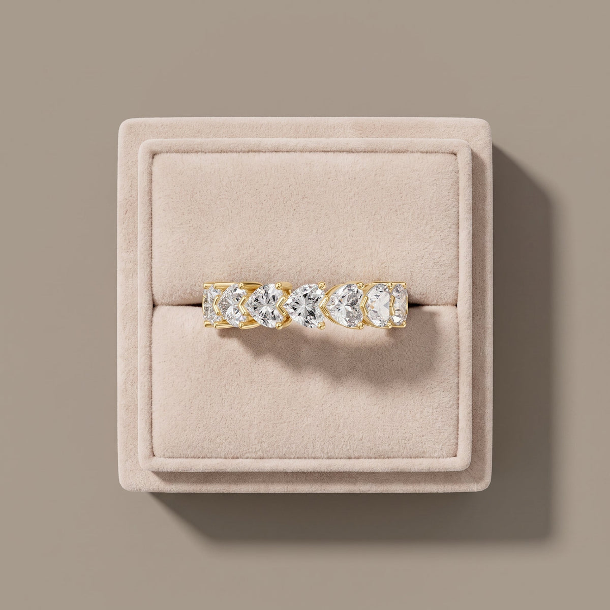 Yellow Gold Heart Cut Moissanite Eternity Band Ring