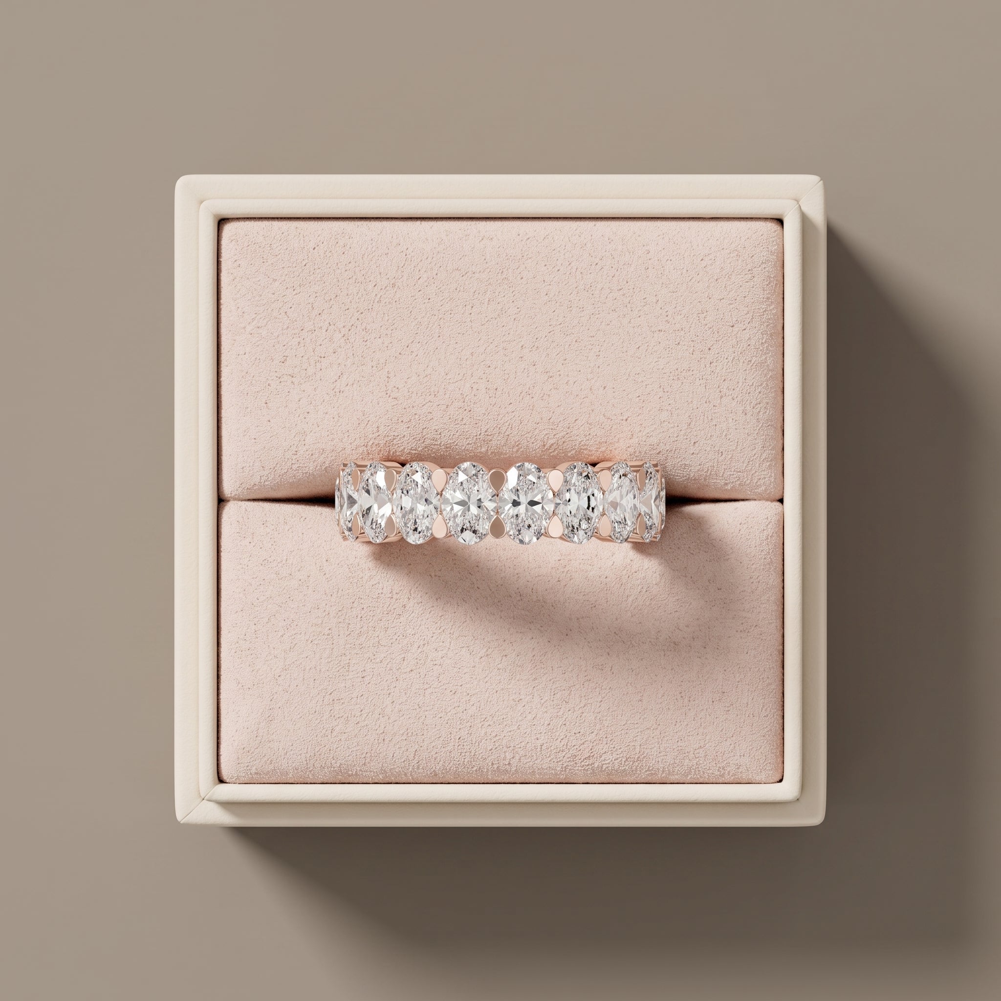 Rose Gold Oval Moissanite Eternity Band Ring